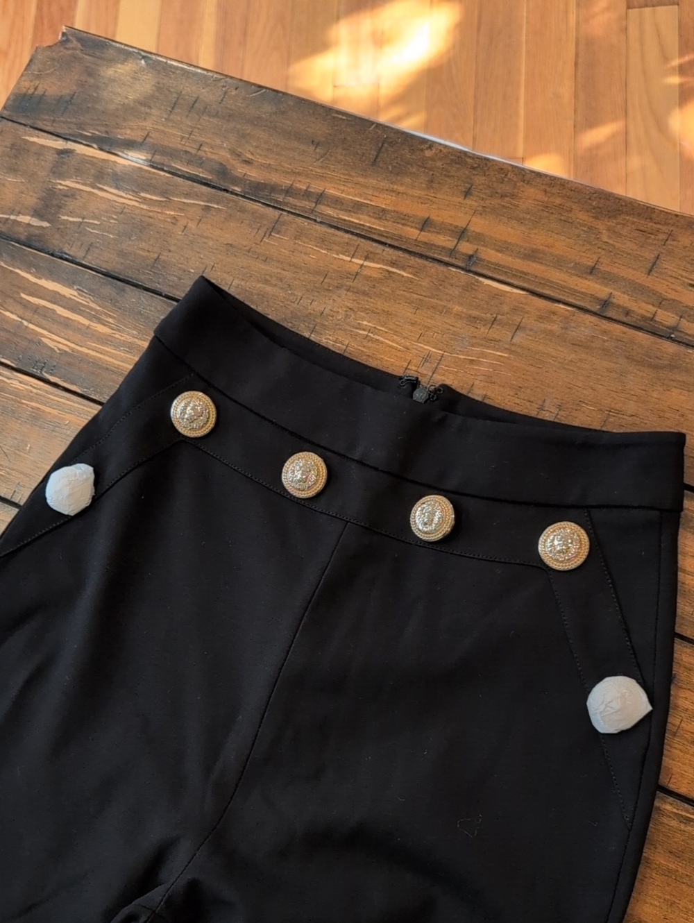 Miss Circle Fiona Flared Sailor Button Pants High Waist NWT - Picture 3 of 9